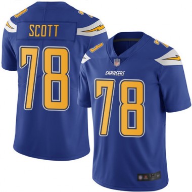 Los Angeles Chargers NFL Football Trent Scott Electric Blue Jersey Men Limited 78 Rush Vapor Untouchable